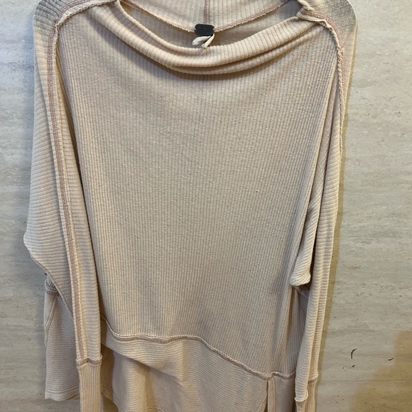 We The Free Londontown Thermal Moonstone Beige Off-the-Shoulder Sweater - Picture 3 of 7